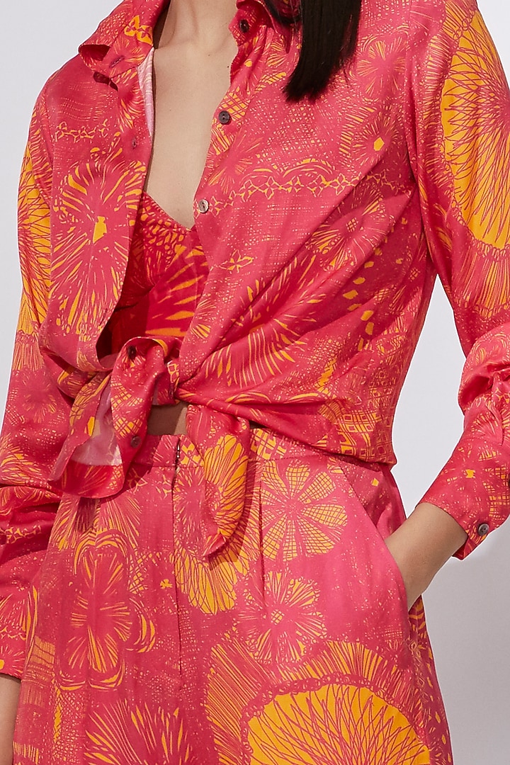 Pink & Yellow Printed Shirt by Saaksha & Kinni at Pernia's Pop Up Shop