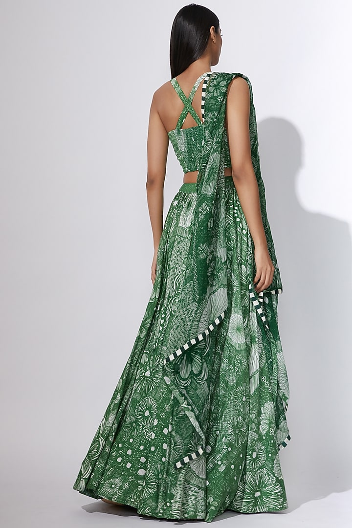 Green Printed Blouse by Saaksha & Kinni at Pernia's Pop Up Shop