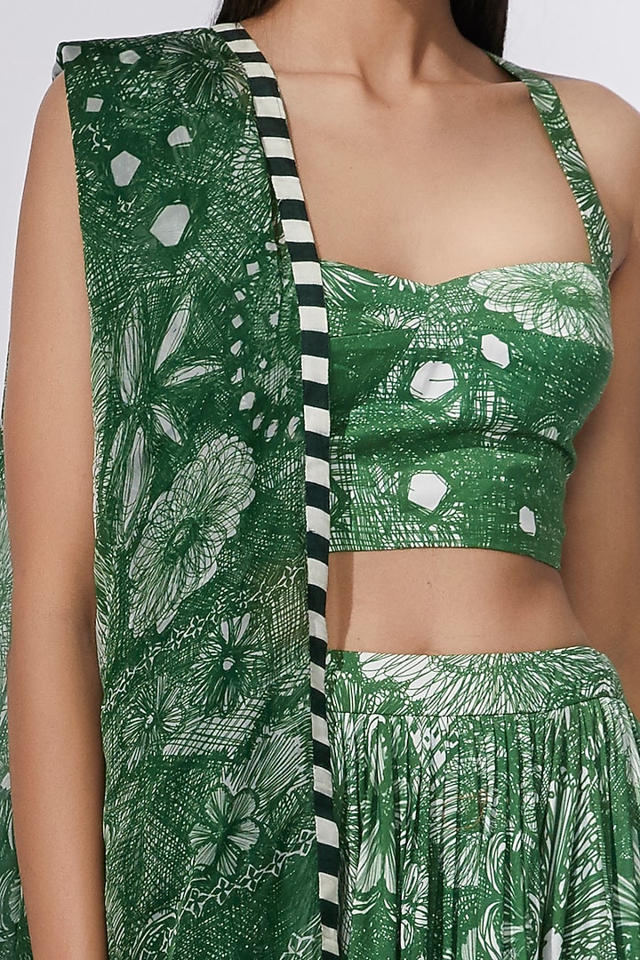 Green Printed Blouse by Saaksha & Kinni at Pernia's Pop Up Shop