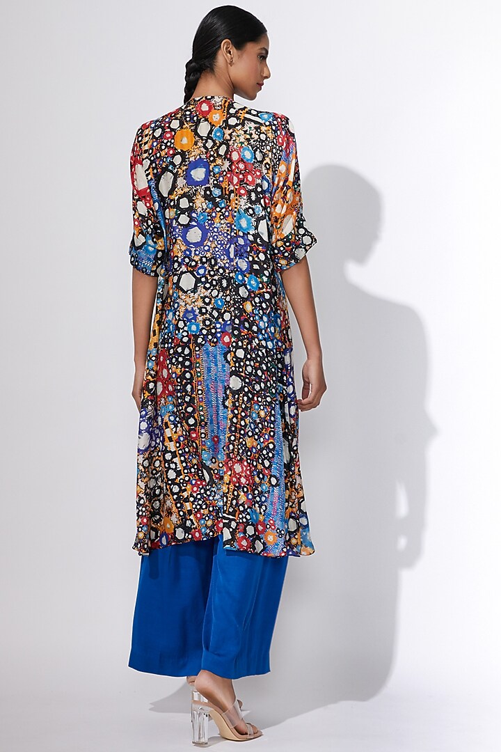Blue Printed & Embroidered Kurta by Saaksha & Kinni at Pernia's Pop Up Shop