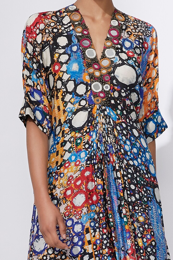 Blue Printed & Embroidered Kurta by Saaksha & Kinni at Pernia's Pop Up Shop