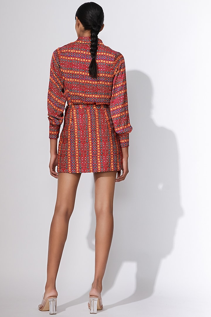 Multi-Colored Poplin Printed High-Waisted Wrap Mini Skirt by Saaksha & Kinni at Pernia's Pop Up Shop