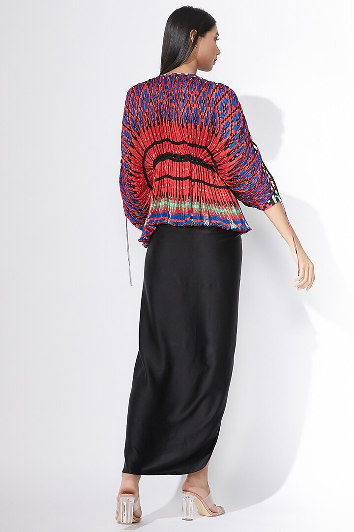 Black Satin Asymmetric Pencil Skirt by Saaksha & Kinni at Pernia's Pop Up Shop