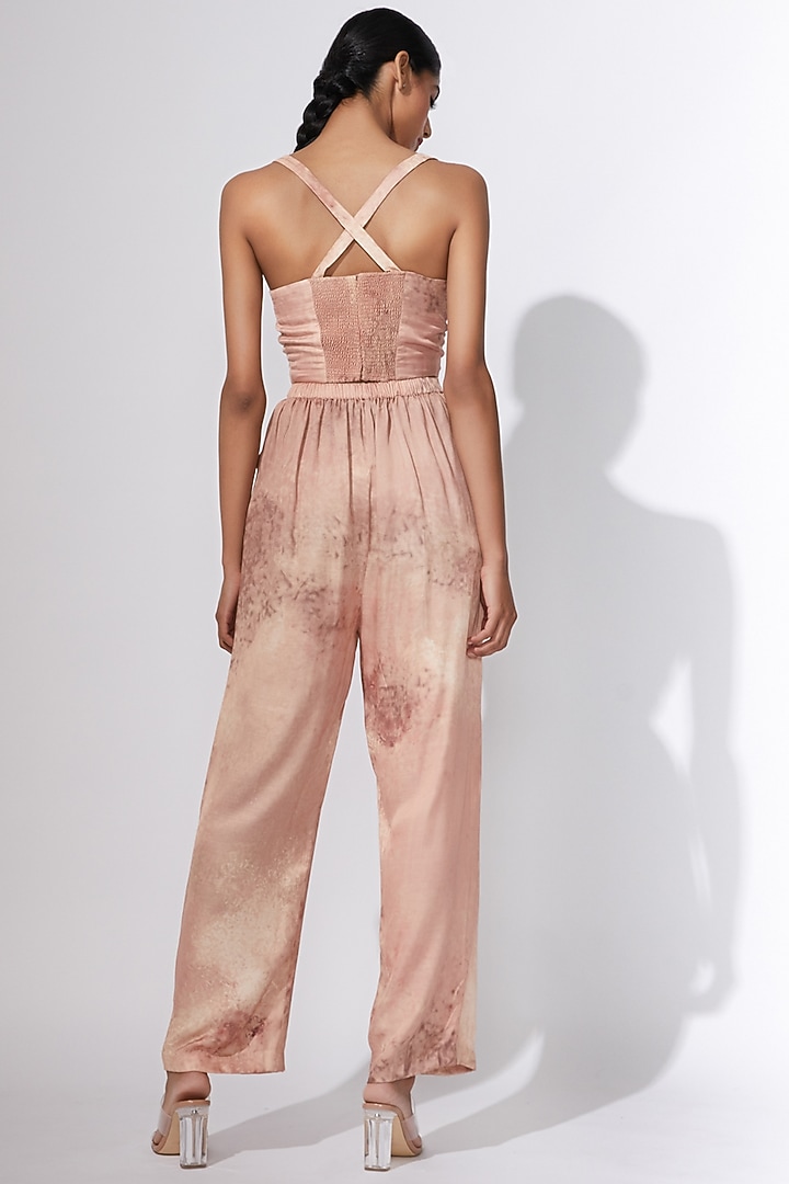 Peach Printed Trousers by Saaksha & Kinni at Pernia's Pop Up Shop
