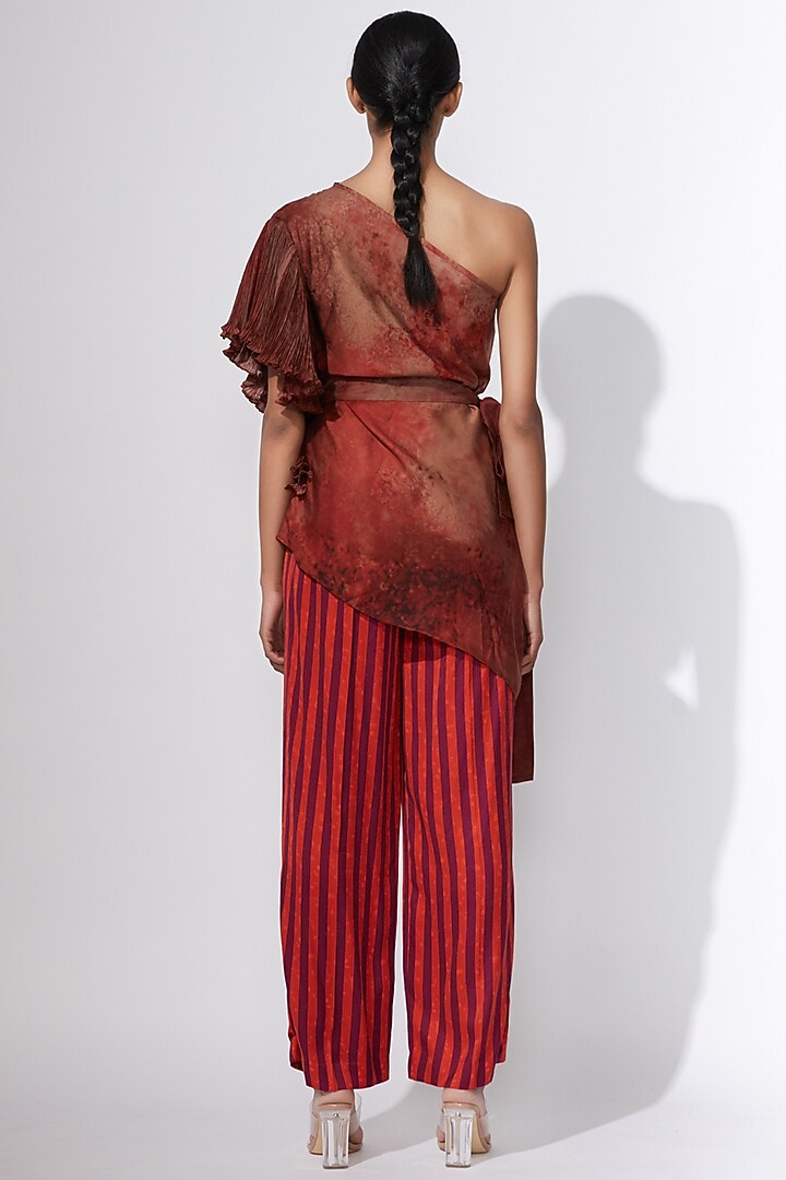 Maroon Printed Trousers by Saaksha & Kinni at Pernia's Pop Up Shop