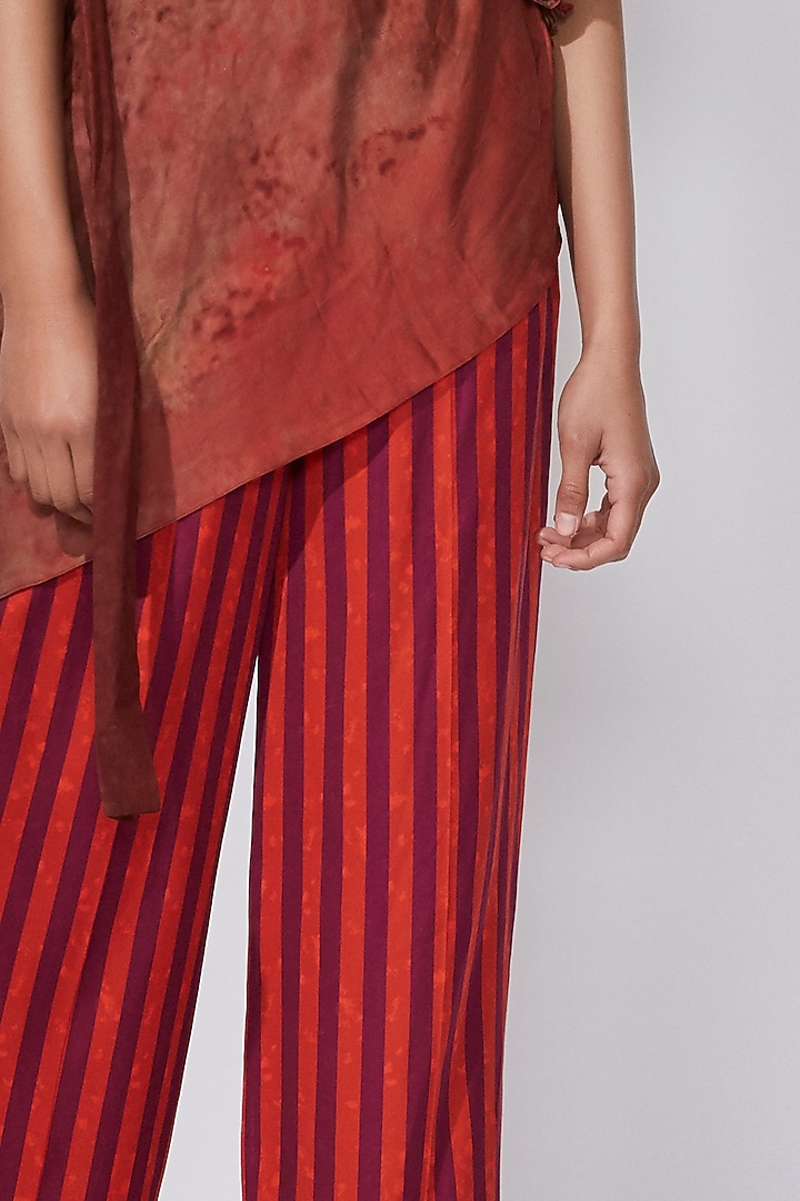 Maroon Printed Trousers by Saaksha & Kinni at Pernia's Pop Up Shop