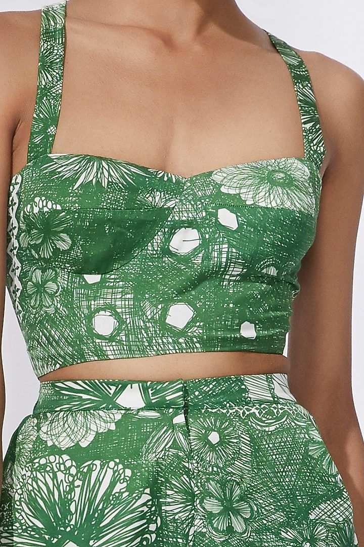 Green Printed Bustier by Saaksha & Kinni at Pernia's Pop Up Shop