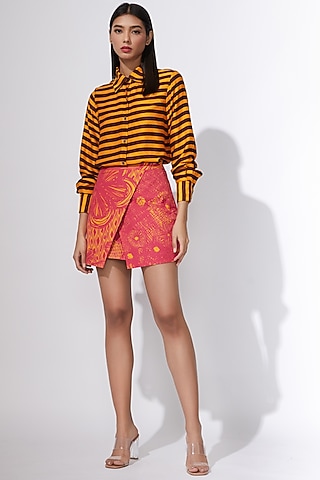 Mustard & Black Collared Shirt by Saaksha & Kinni