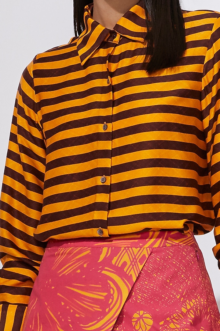 Mustard & Black Collared Shirt by Saaksha & Kinni at Pernia's Pop Up Shop