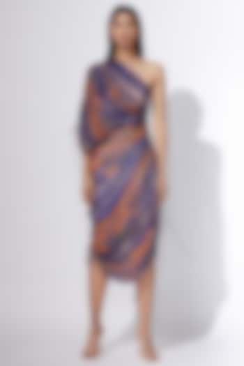 Multi Colored Micro Pleated Draped Dress by Saaksha & Kinni
