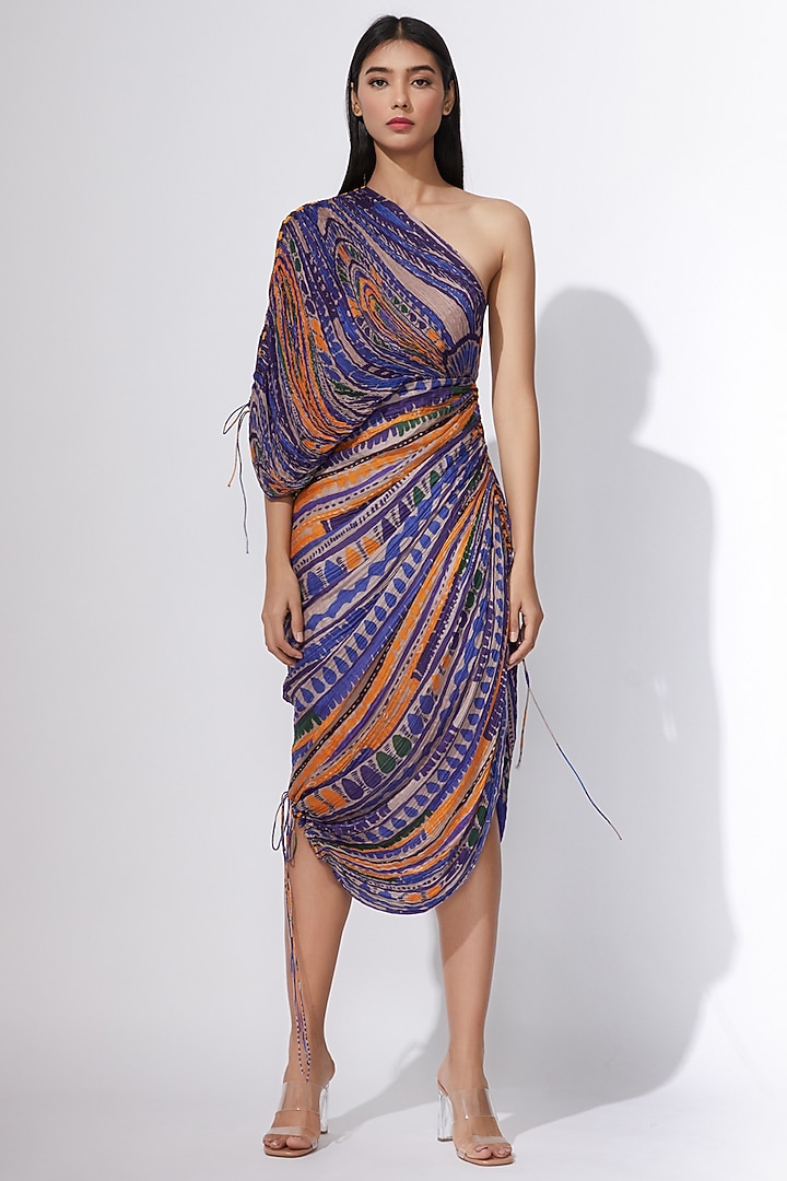 Multi Colored Micro Pleated Draped Vacation Dress by Saaksha & Kinni at Pernia's Pop Up Shop
