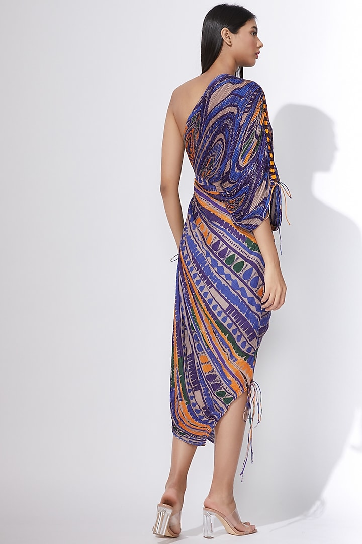 Multi Colored Micro Pleated Draped Vacation Dress by Saaksha & Kinni at Pernia's Pop Up Shop