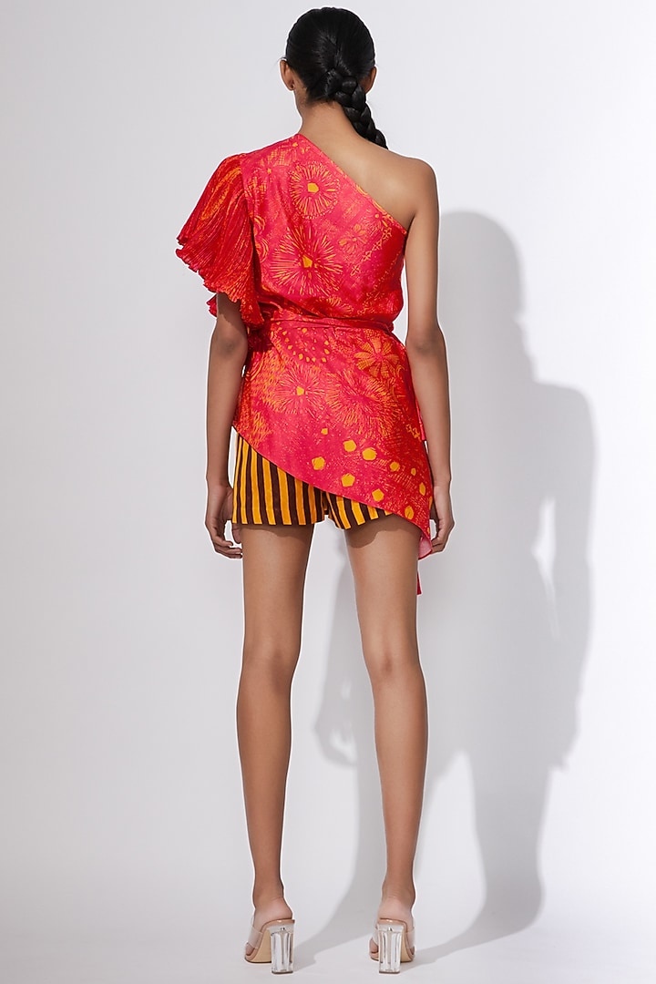 Mustard Printed High Waist Shorts by Saaksha & Kinni at Pernia's Pop Up Shop