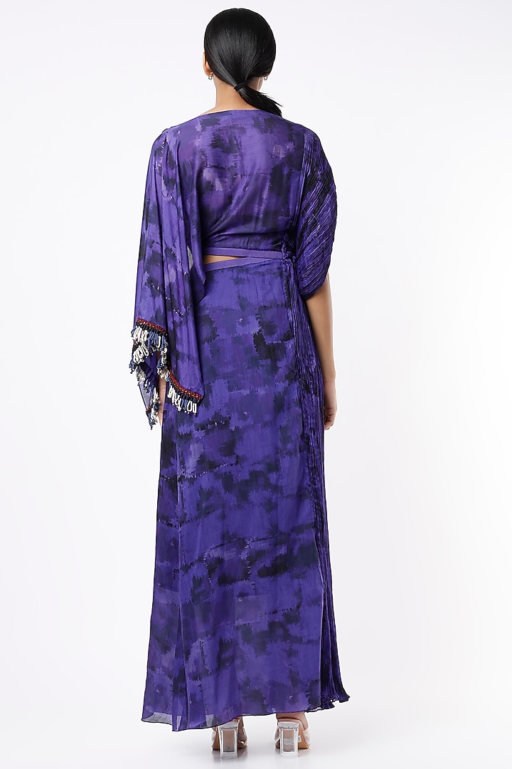 Purple Printed Maxi Cocktail Dress by Saaksha & Kinni at Pernia's Pop Up Shop