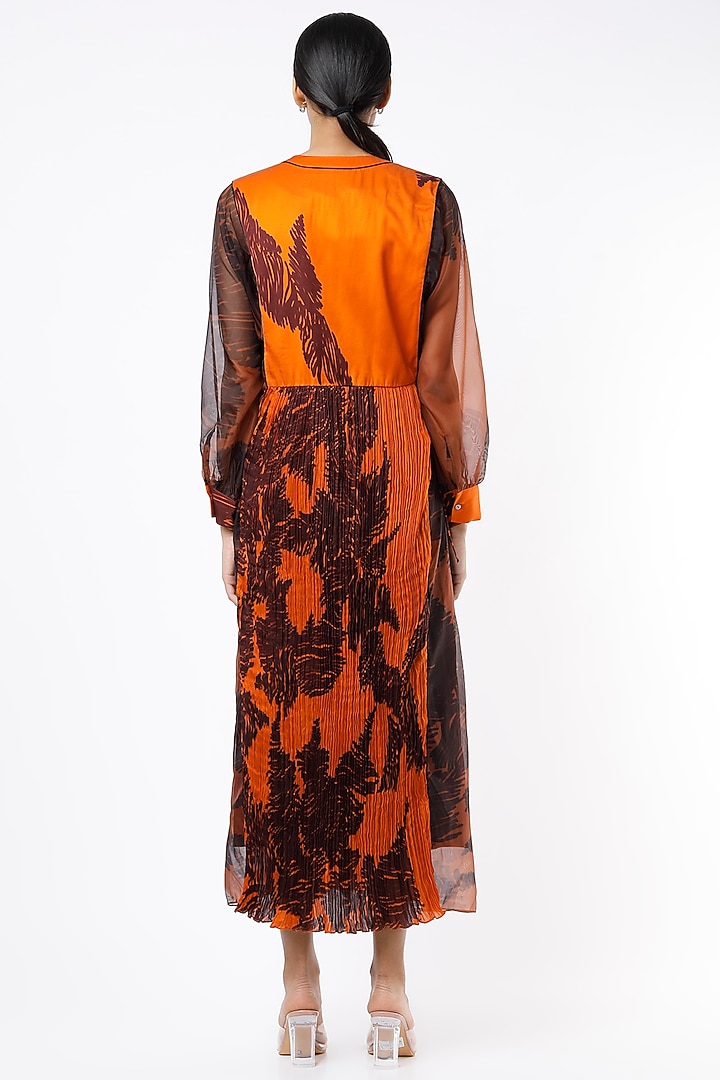 Deep Orange & Black Printed Vacation Dress by Saaksha & Kinni at Pernia's Pop Up Shop