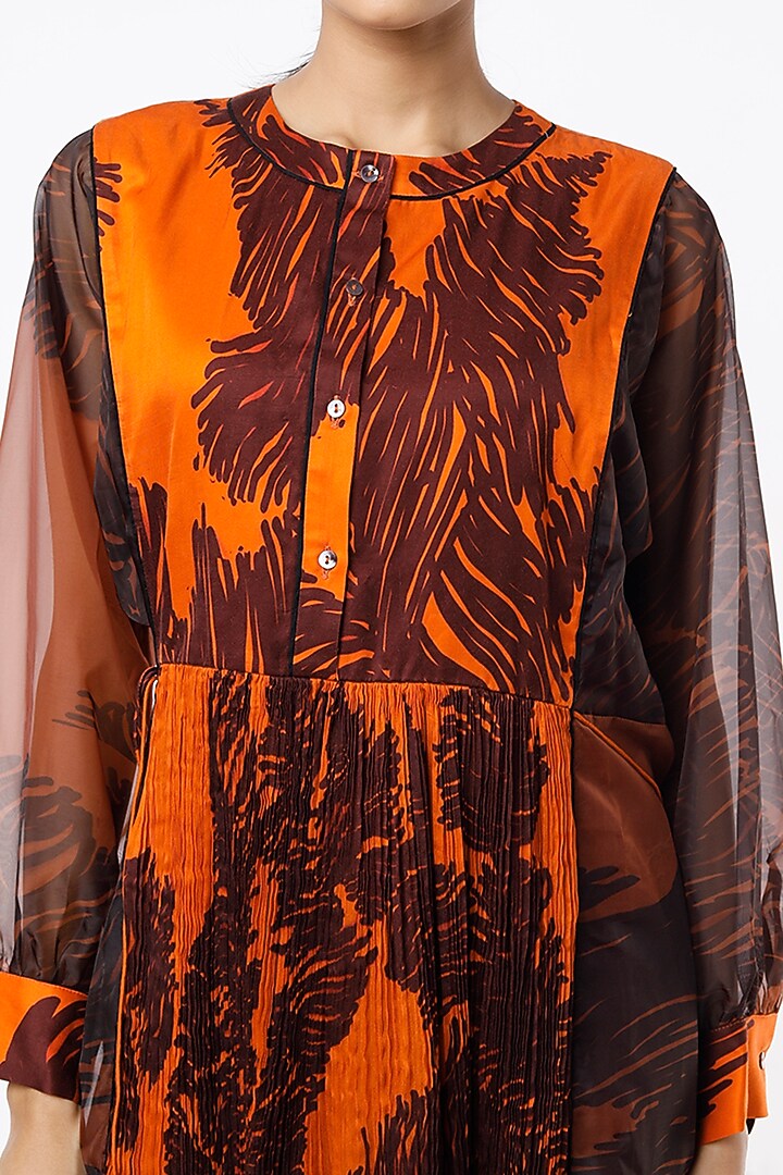Deep Orange & Black Printed Vacation Dress by Saaksha & Kinni at Pernia's Pop Up Shop