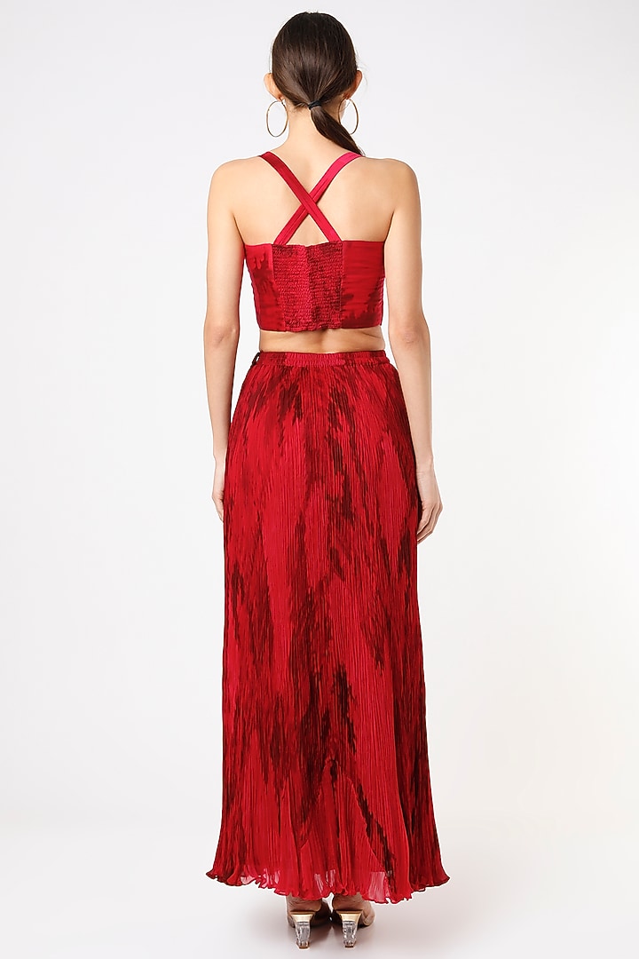 Cherry Red Printed Bustier by Saaksha & Kinni at Pernia's Pop Up Shop