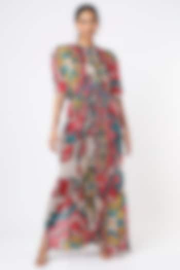 Multi-Colored Ikat Printed Maxi Dress by Saaksha & Kinni