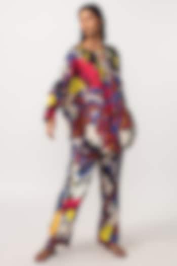 Multi-Colored Silk Abstract Printed Co-Ord Set by Saaksha & Kinni at Pernia's Pop Up Shop