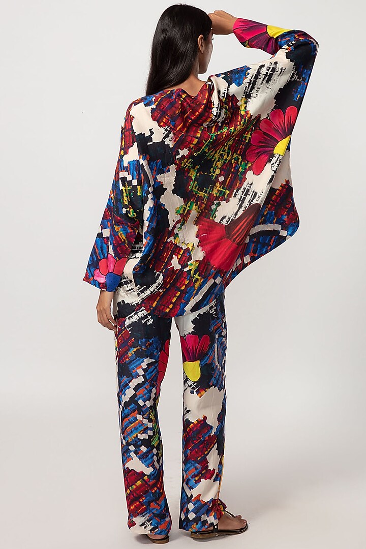 Multi-Colored Silk Abstract Printed Blouse by Saaksha & Kinni at Pernia's Pop Up Shop