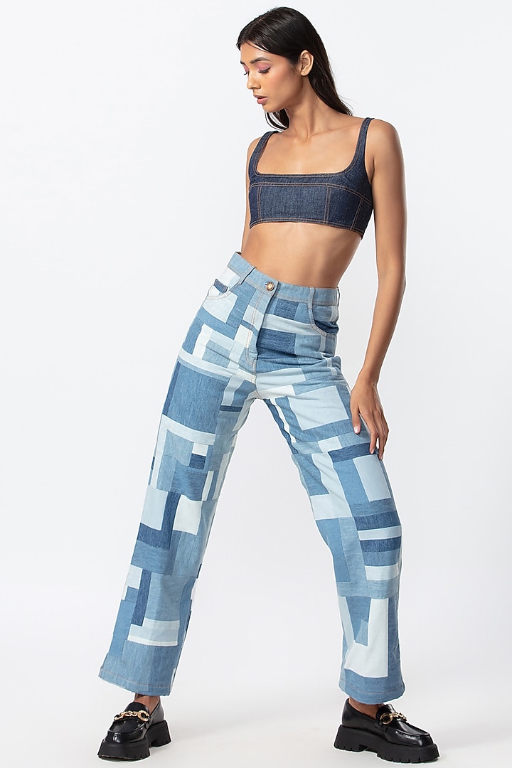 Blue Denim Jeans by Saaksha & Kinni at Pernia's Pop Up Shop