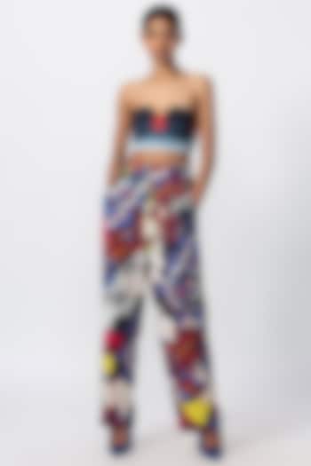Multi-Colored Satin Abstract Printed Co-Ord Set by Saaksha & Kinni at Pernia's Pop Up Shop