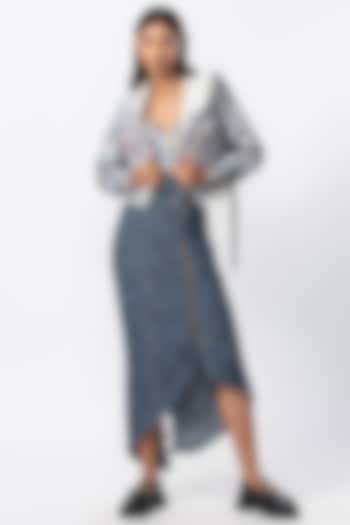 Blue Denim Skirt Set by Saaksha & Kinni