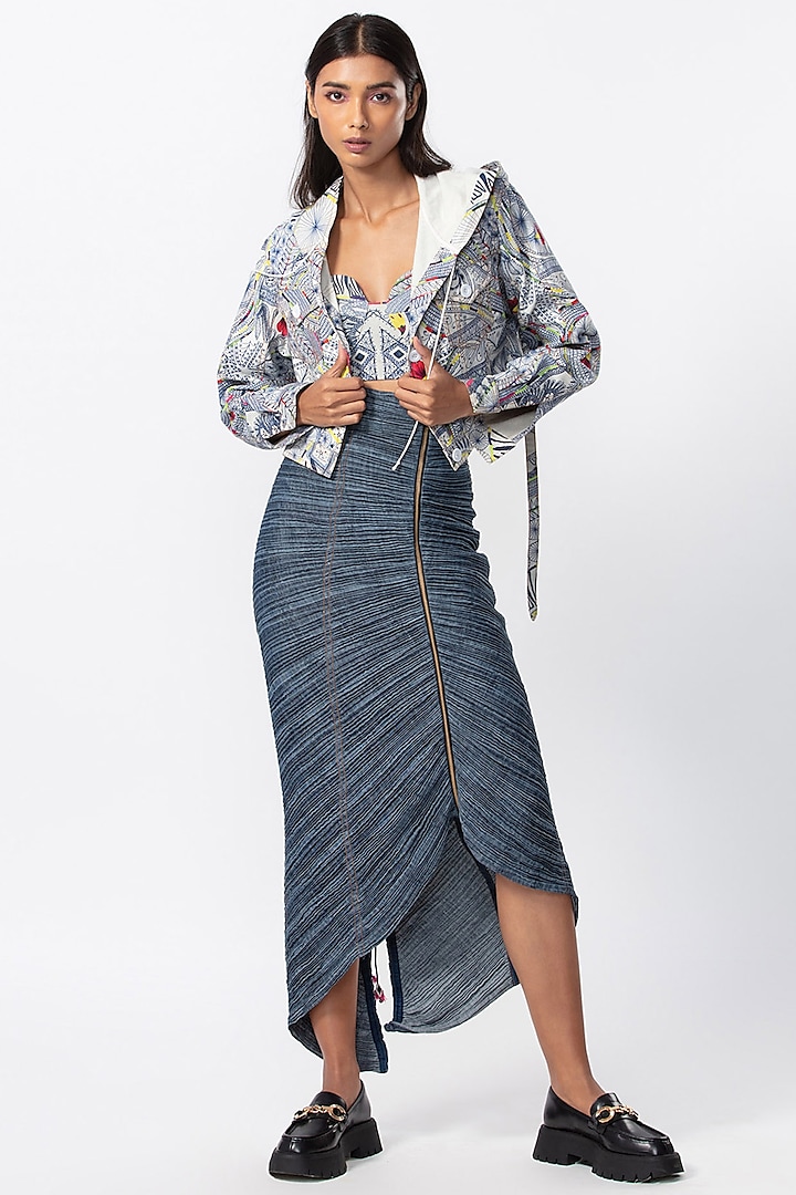 Blue Denim Skirt Set by Saaksha & Kinni at Pernia's Pop Up Shop