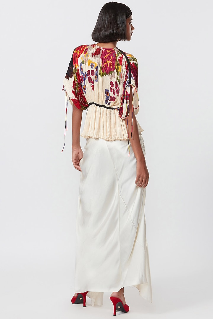 Ivory Cotton Silk Abstract Printed Blouse by Saaksha & Kinni at Pernia's Pop Up Shop
