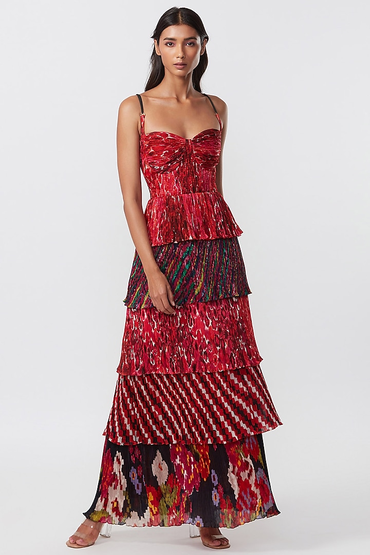 Multi-Colored Chiffon Tiered Dress by Saaksha & Kinni