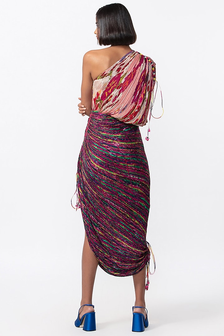Pink & Purple Cotton Silk Printed Vacation Dress by Saaksha & Kinni at Pernia's Pop Up Shop
