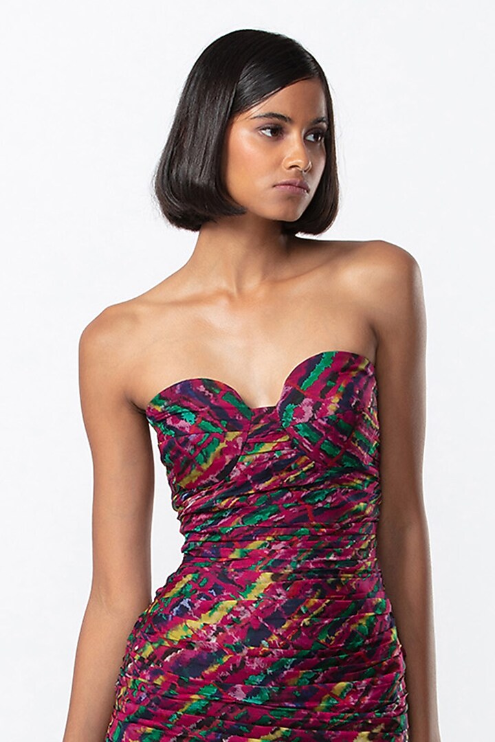 Purple Chiffon Printed Mini Vacation Dress by Saaksha & Kinni at Pernia's Pop Up Shop