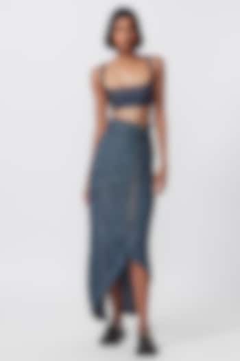 Blue Denim Skirt Set by Saaksha & Kinni