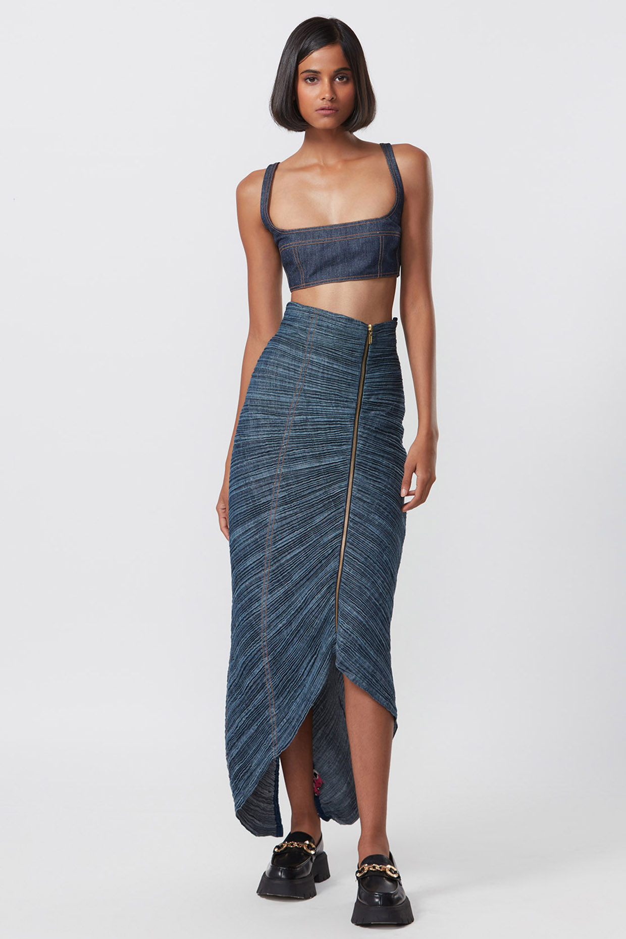 Blue Denim Bustier by Saaksha & Kinni