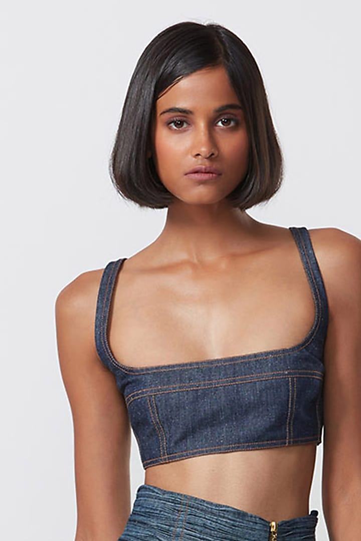 Blue Denim Bustier by Saaksha & Kinni