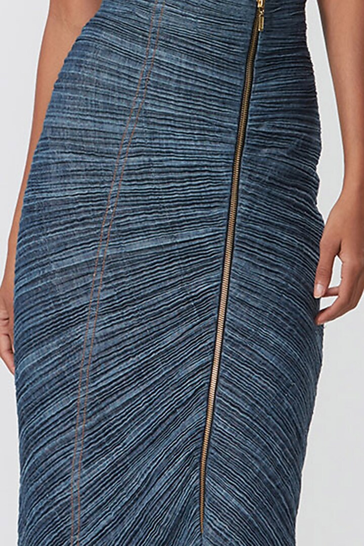 Blue Denim Midi Skirt by Saaksha & Kinni at Pernia's Pop Up Shop