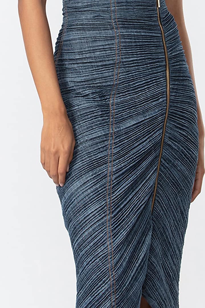 Blue Denim Midi Skirt by Saaksha & Kinni