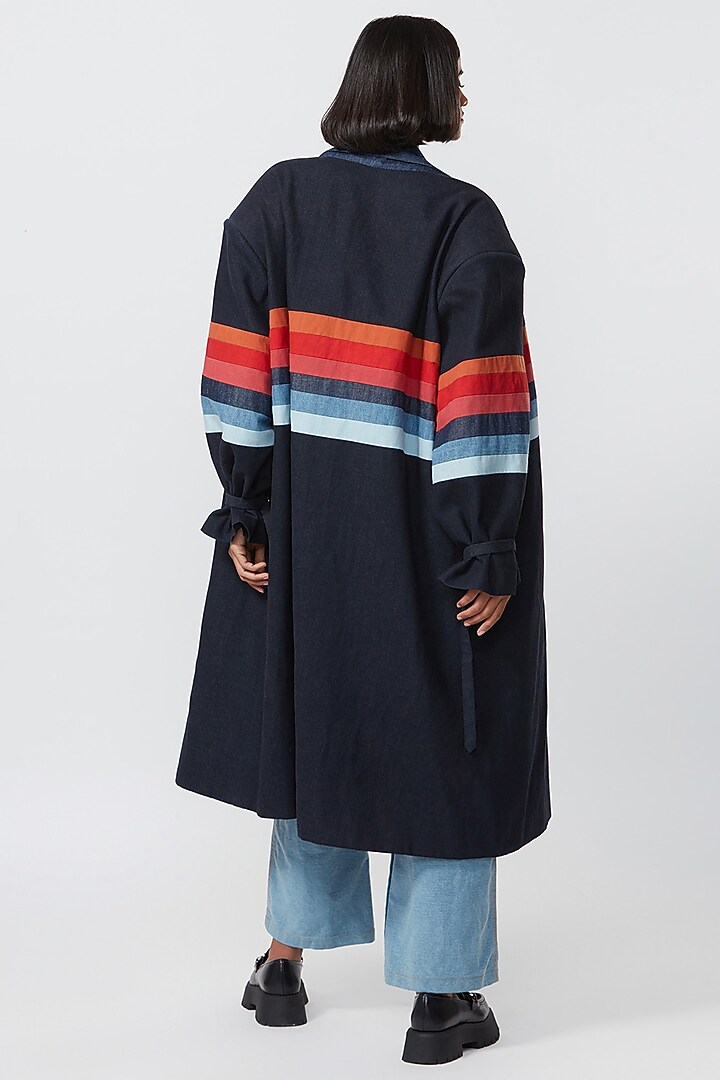 Blue Denim Patchwork Coat by Saaksha & Kinni at Pernia's Pop Up Shop