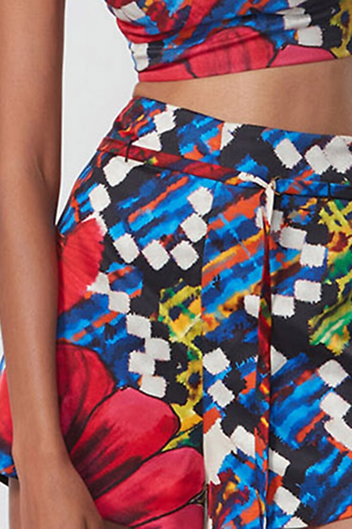 Multi-Colored Satin Printed Shorts by Saaksha & Kinni at Pernia's Pop Up Shop