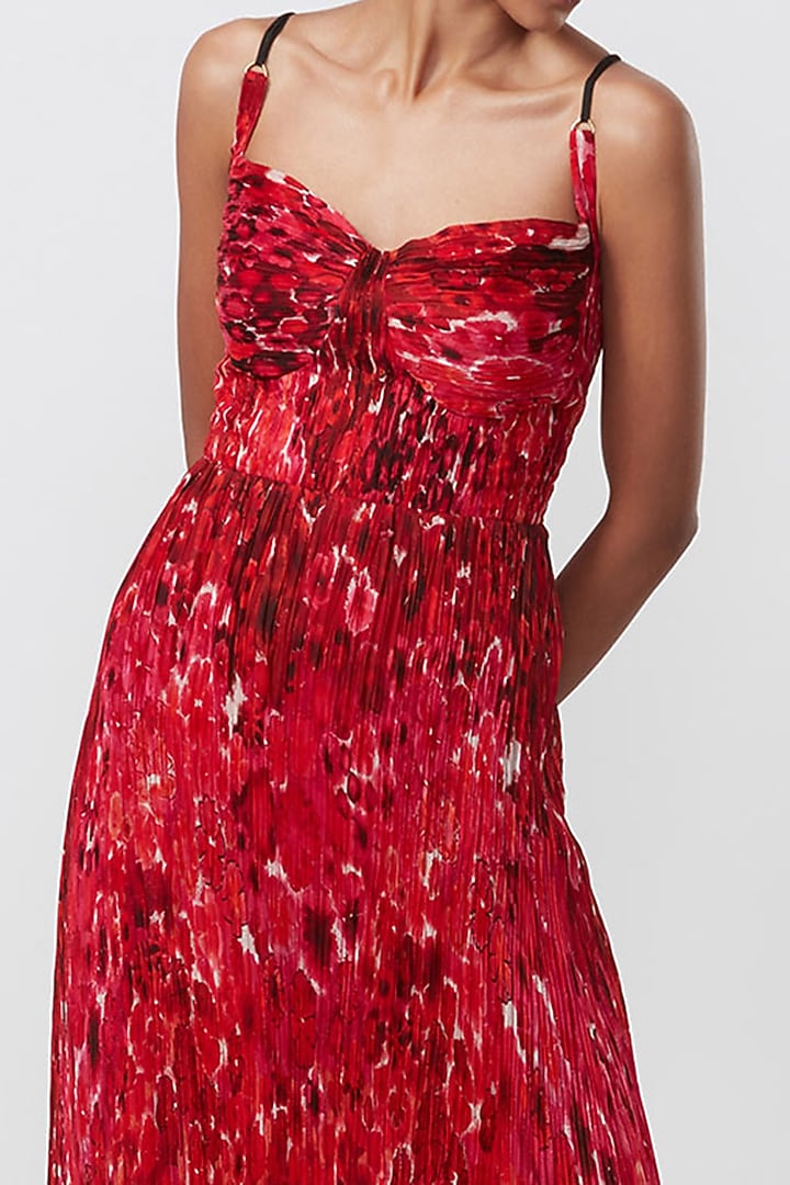 Red Chiffon Printed Vacation Dress by Saaksha & Kinni at Pernia's Pop Up Shop