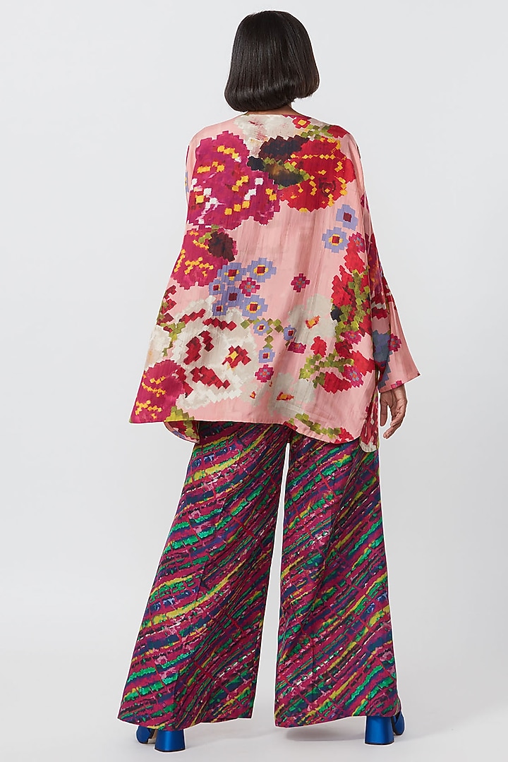Purple Silk Printed Palazzo Pant by Saaksha & Kinni at Pernia's Pop Up Shop