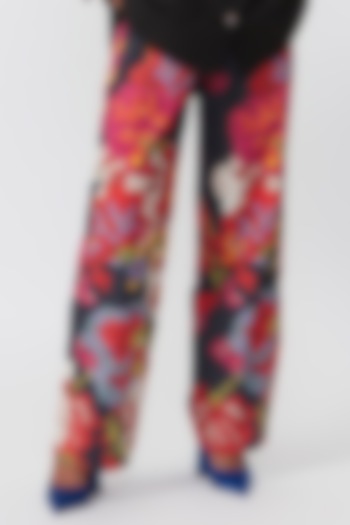 Multi-Colored Cambric Cotton Printed Trousers by Saaksha & Kinni