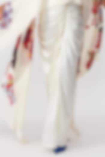 Ivory Silk Draped Asymmetric Skirt by Saaksha & Kinni