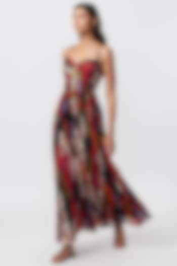 Multi-Colored Chiffon Printed Maxi Dress by Saaksha & Kinni at Pernia's Pop Up Shop