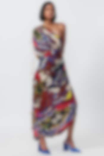 Multi-Colored Cotton Silk Floral Printed Saree Dress by Saaksha & Kinni