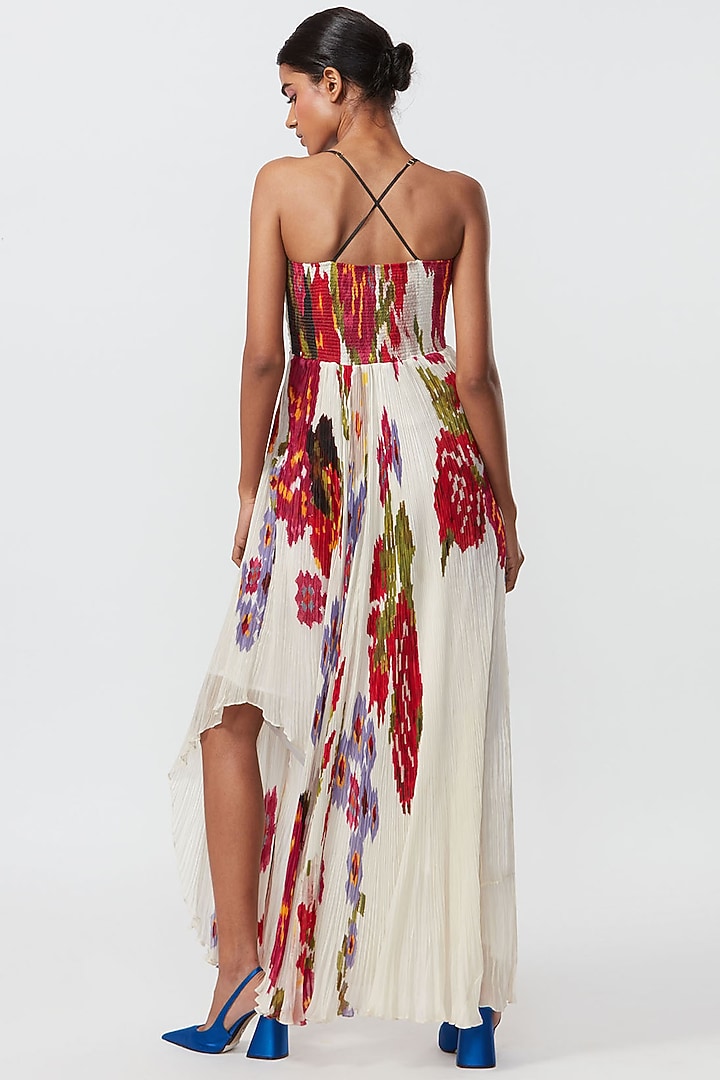 Ivory Chiffon Printed Cocktail Dress by Saaksha & Kinni at Pernia's Pop Up Shop