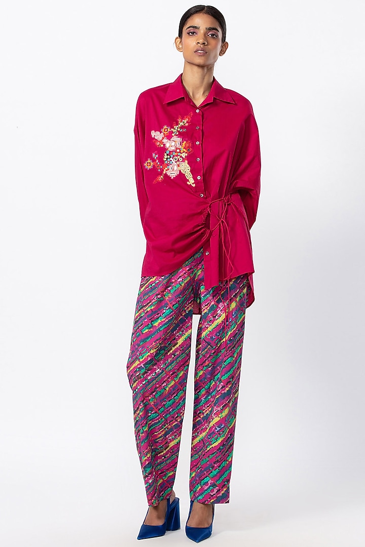 Hot Pink & Purple Cambric Cotton Shirt Design by Saaksha & Kinni at ...