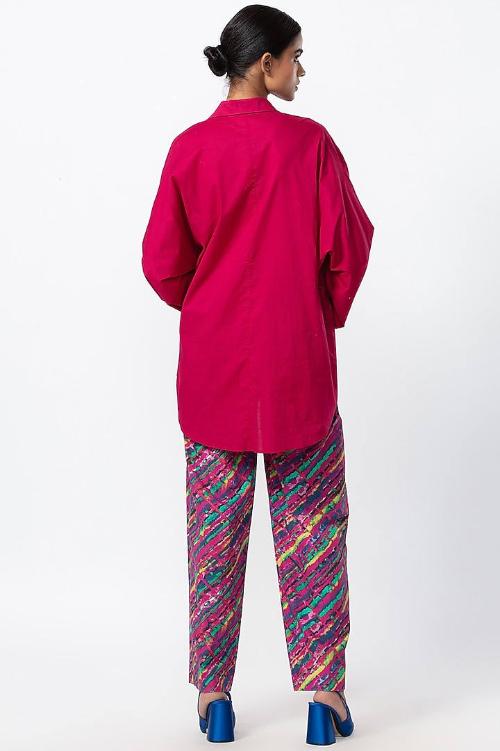 Purple Cambric Cotton Printed Trousers by Saaksha & Kinni at Pernia's Pop Up Shop