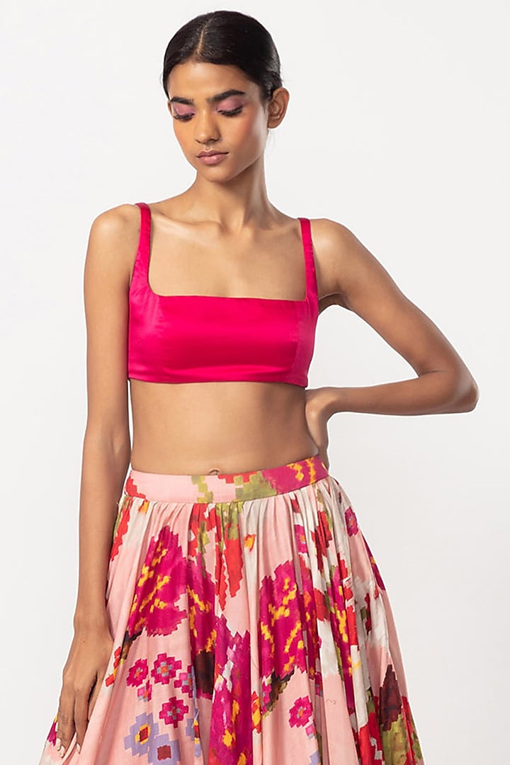 Hot Pink Silk Bustier by Saaksha & Kinni at Pernia's Pop Up Shop