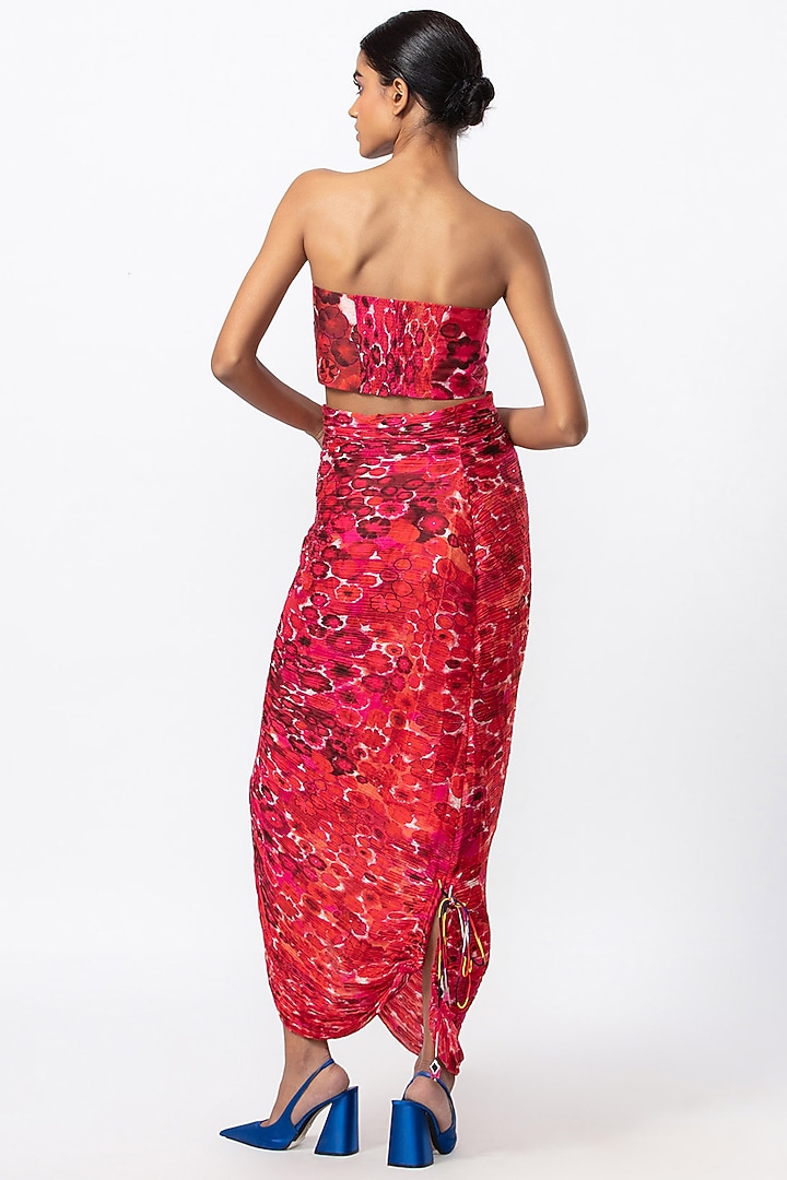 Red & Pink Cotton Silk Floral Printed Skirt by Saaksha & Kinni at Pernia's Pop Up Shop